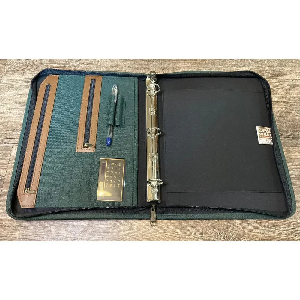 Vintage IBM Employee Exclusive 3 Ring Portfolio Forest Green Excellent